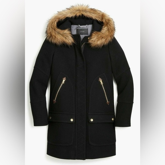 J.Crew Chateau Parka Italian Stadium Cloth Wool in Black - Picture 1 of 7